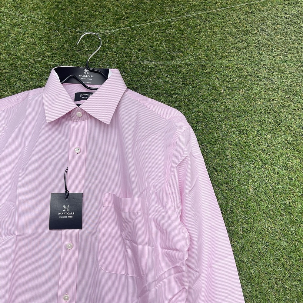 Nordstrom Dress Shirt Mens 15.5 32/33 Prink Crayon Button Up Trim Fit NWT